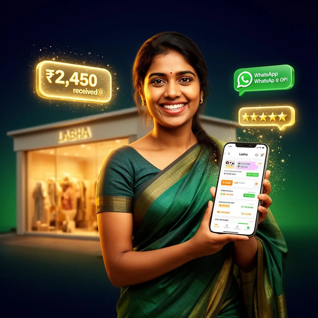 LABHA online store dashboard showing WhatsApp sales and analytics